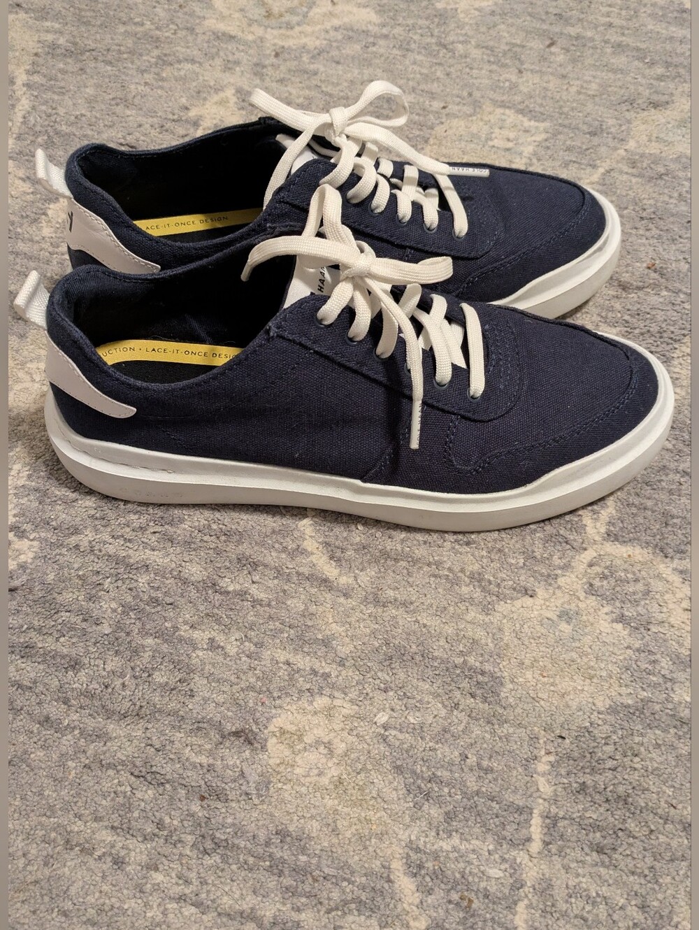 COLE HAAN Navy Canvas Low-Top Sneakers with White Accents